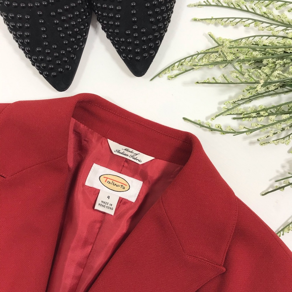 Talbots | Red 3 Button Wool Blazer - image 5